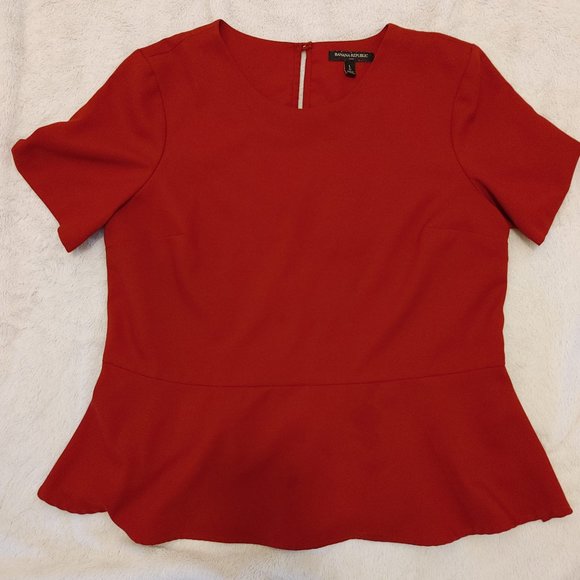Red Peplum Banana Republic Blouse - Picture 3 of 4